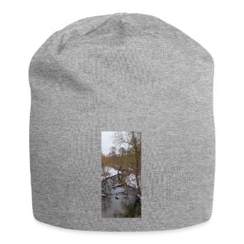 Winterfluss im Nebel - Jersey-Beanie - Grau meliert - Vorne