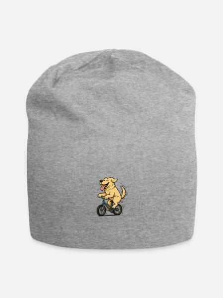 Hund auf einem Fahrrad - Jersey-Beanie - Grau meliert