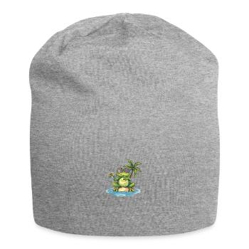 Frog Summer Holiday - Jersey Beanie - heather grey - Front