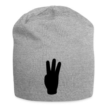 three finger greeting freedom - Jersey Beanie - heather grey - Front