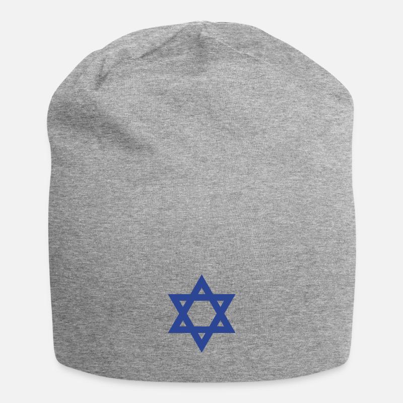 Davidstern Israel - Jersey-Beanie - Grau meliert