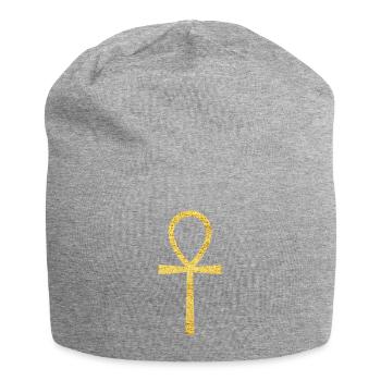 Ägyptisches Kreuz des Lebens und des Schutzes Ankh - Jersey-Beanie - Grau meliert - Vorne