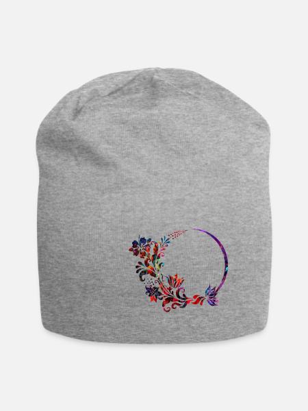 Blumen Ranke Hibiskus - Jersey-Beanie - Grau meliert