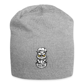 Baking Because Murder Is Wrong Sarcastic Cat - Jersey Beanie - heather grey - Front