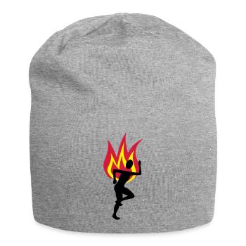 Jogger fire flame - Jersey Beanie - heather grey - Front