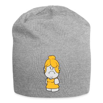 female huebsch big head small woman maedchen - Jersey Beanie - heather grey - Front