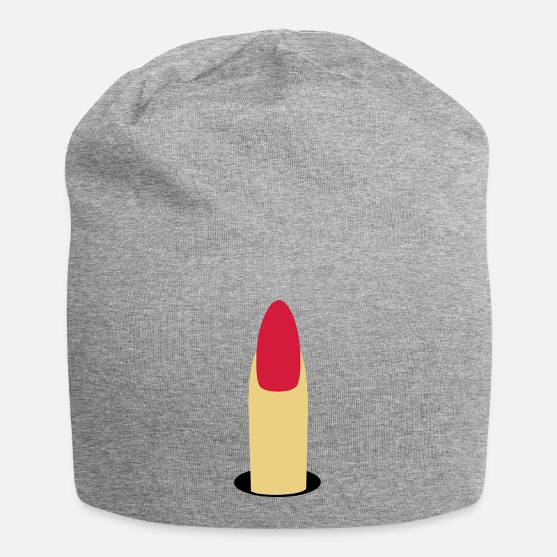 Fingernagel- Stinkefinger - Jersey-Beanie - Grau meliert