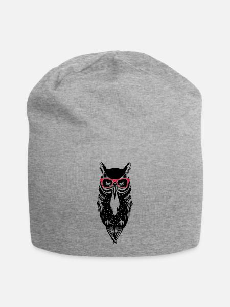 hibou owl_glasses_2 - Bonnet en jersey - gris chiné