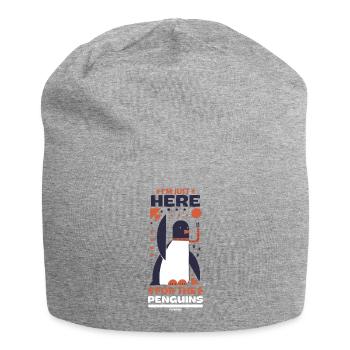 Je suis juste ici pour les pingouins - Bonnet en jersey - gris chiné - Devant