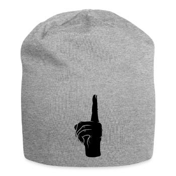 Nach oben Finger zeigen - Jersey-Beanie - Grau meliert - Vorne