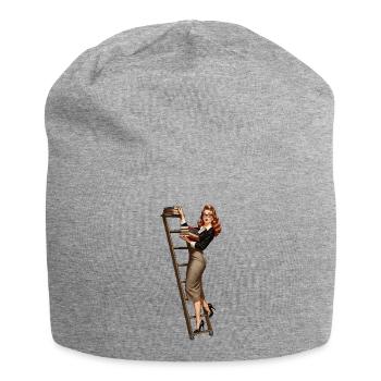 Librarian pinup - Jersey Beanie - heather grey - Front