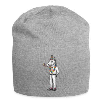 Cheval Arlequin en tenue de fête - Bonnet en jersey - gris chiné - Devant
