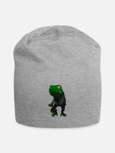 Cartoon Comic Frosch mit Geld - Jersey-Beanie - Grau meliert