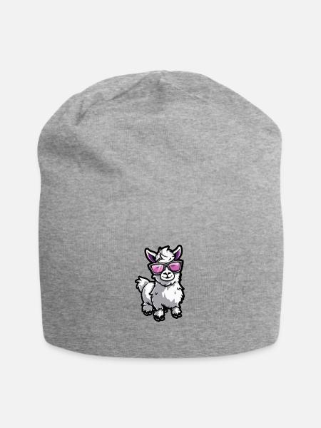 Alpaka Llama Tier - Jersey-Beanie - Grau meliert
