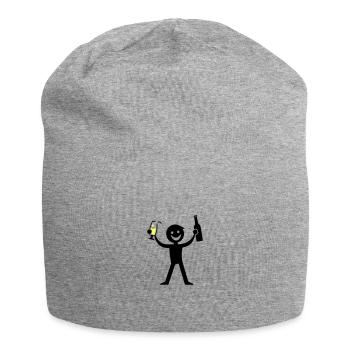 Boire une bouteille de bière - Bonnet en jersey - gris chiné - Devant
