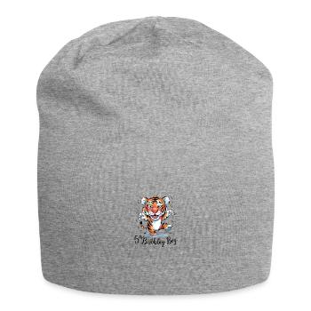 5. Kindergeburtstag Tiger für Kinder - Jersey-Beanie - Grau meliert - Vorne