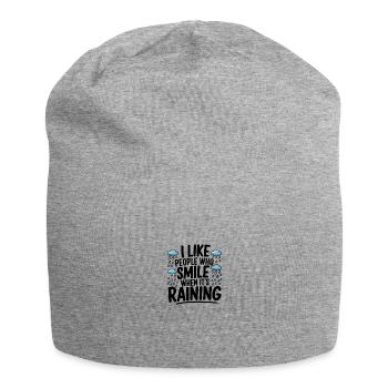 I like people who smile when it rains - Jersey Beanie - heather grey - Front
