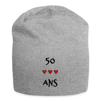 50 ANS. 50e ANNIVERSAIRE. ANNIVERSAIRE 50 ANS. 50 - Bonnet en jersey - gris chiné - Devant