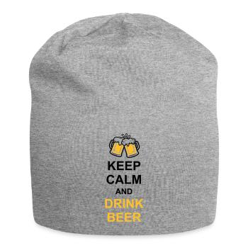 Drink Beer Keep Calm - Jersey-Beanie - Grau meliert - Vorne