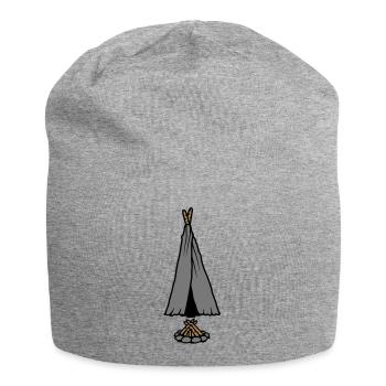 Conception de tente de feu de camp de camping - Bonnet en jersey - gris chiné - Devant