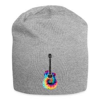 Multi-Colored Tie Dye Guitar Design - Jersey Beanie - heather grey - Front