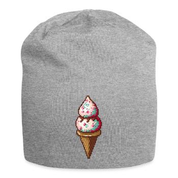 Glace pixel en pixel art - Bonnet en jersey - gris chiné - Devant