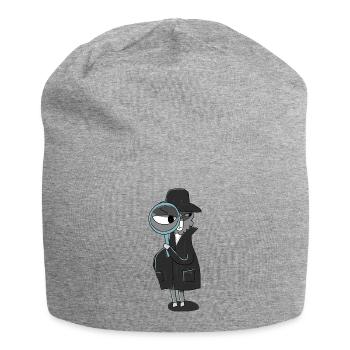 Llama detective with magnifying glass - Jersey Beanie - heather grey - Front