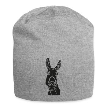 Minimalist line donkey silhouette - Jersey Beanie - heather grey - Front