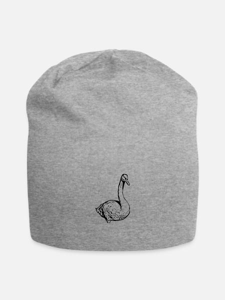 Schwan schwarz Ente Vogel Gans - Jersey-Beanie - Grau meliert
