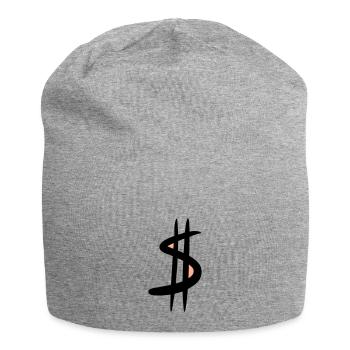 Dollar Sign / $ Dollar Symbol, Drawing - Jersey Beanie - heather grey - Front