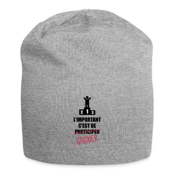 L'important c'est de participer,gagner - Bonnet en jersey - gris chiné - Devant