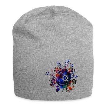 Spring flowers meadow - Jersey Beanie - heather grey - Front