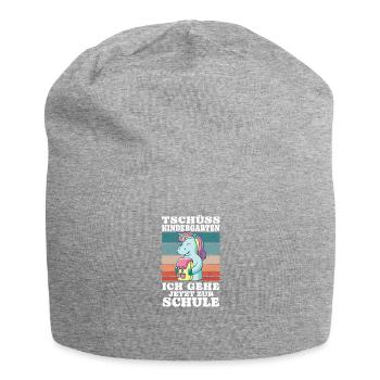 Einschulung Einhorn Tschüss Kindergarten - Jersey-Beanie - Grau meliert - Vorne