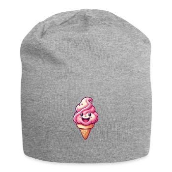 Lächelnde Eiskreation - Jersey-Beanie - Grau meliert - Vorne
