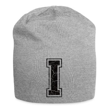 Un caractère I in Grunge-Look - Bonnet en jersey - gris chiné - Devant