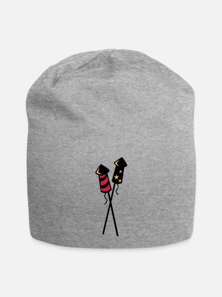 Silvester Feuerwerk Raketen - New year firework - Jersey-Beanie - Grau meliert