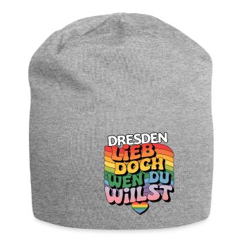 Dresden: Lieb Doch Wen Du Willst - LGBTQ - Jersey-Beanie - Grau meliert - Vorne