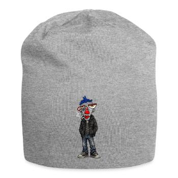 Head punk: Blue Mohican in jeans - Jersey Beanie - heather grey - Front
