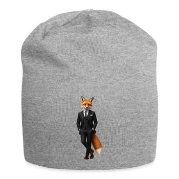 Eleganter Fuchs im schwarzen Smoking - Jersey-Beanie - Grau meliert - Vorne