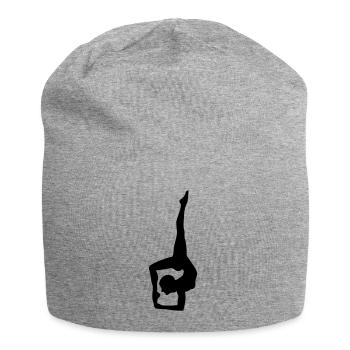 Dynamic yoga silhouette - Jersey Beanie - heather grey - Front