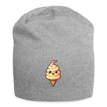 Lächelnde Eiskreation - Jersey-Beanie - Grau meliert - Vorne