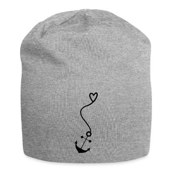 Anchor with heart - Jersey Beanie - heather grey - Front