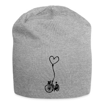 Fahrrad mit Herz am Seil - Jersey-Beanie - Grau meliert - Vorne