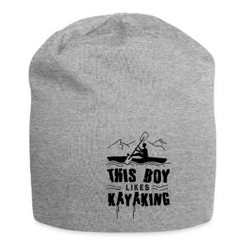 Un garçon aime faire du kayak et de la faune en - Bonnet en jersey - gris chiné - Devant