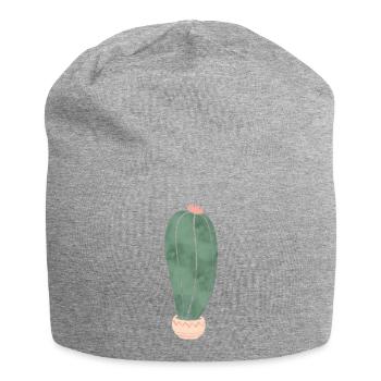 Kaktus im Blumentopf - lang 2 - Jersey-Beanie - Grau meliert - Vorne