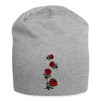 Roses Fleurs - Bonnet en jersey - gris chiné - Devant