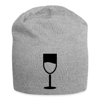 Weinglas - Jersey-Beanie - Grau meliert - Vorne