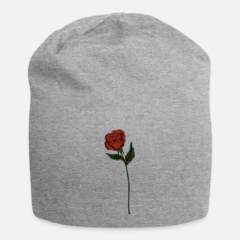 Red rose - Jersey Beanie - heather grey