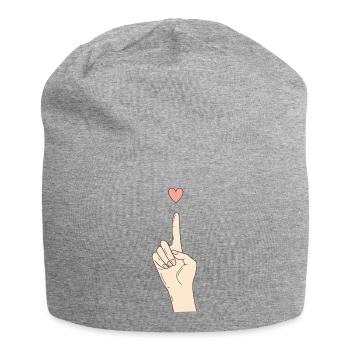 Fingerherz Handzeichen  - Jersey-Beanie - Grau meliert - Vorne