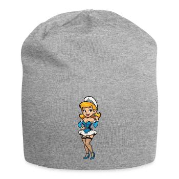 Blue gnome woman - Jersey Beanie - heather grey - Front